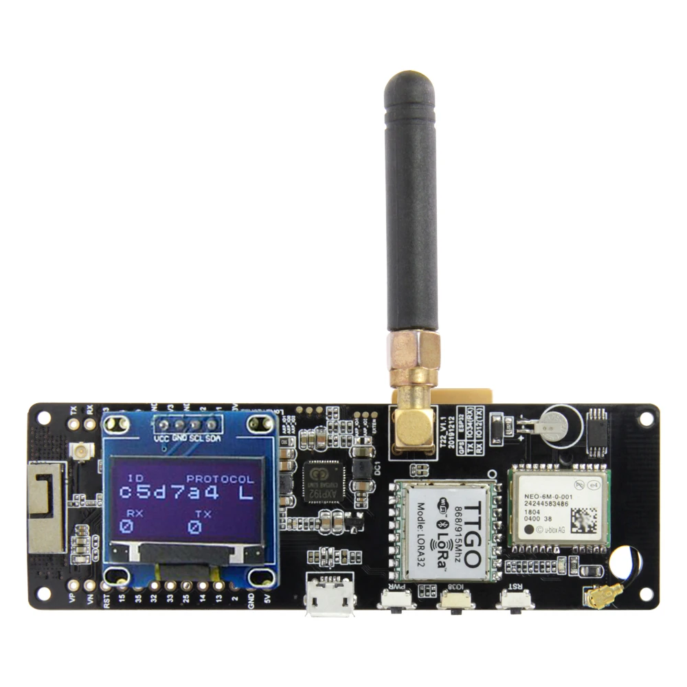 LILYGO<ALIMT >&reg;</ALIMT> TTGO T-Beam V1.1 ESP32 433/868/915/923Mhz WiFi Bluetooth Module ESP32 GPS NEO-6M SMA 18650 Battery Holder With OLED
