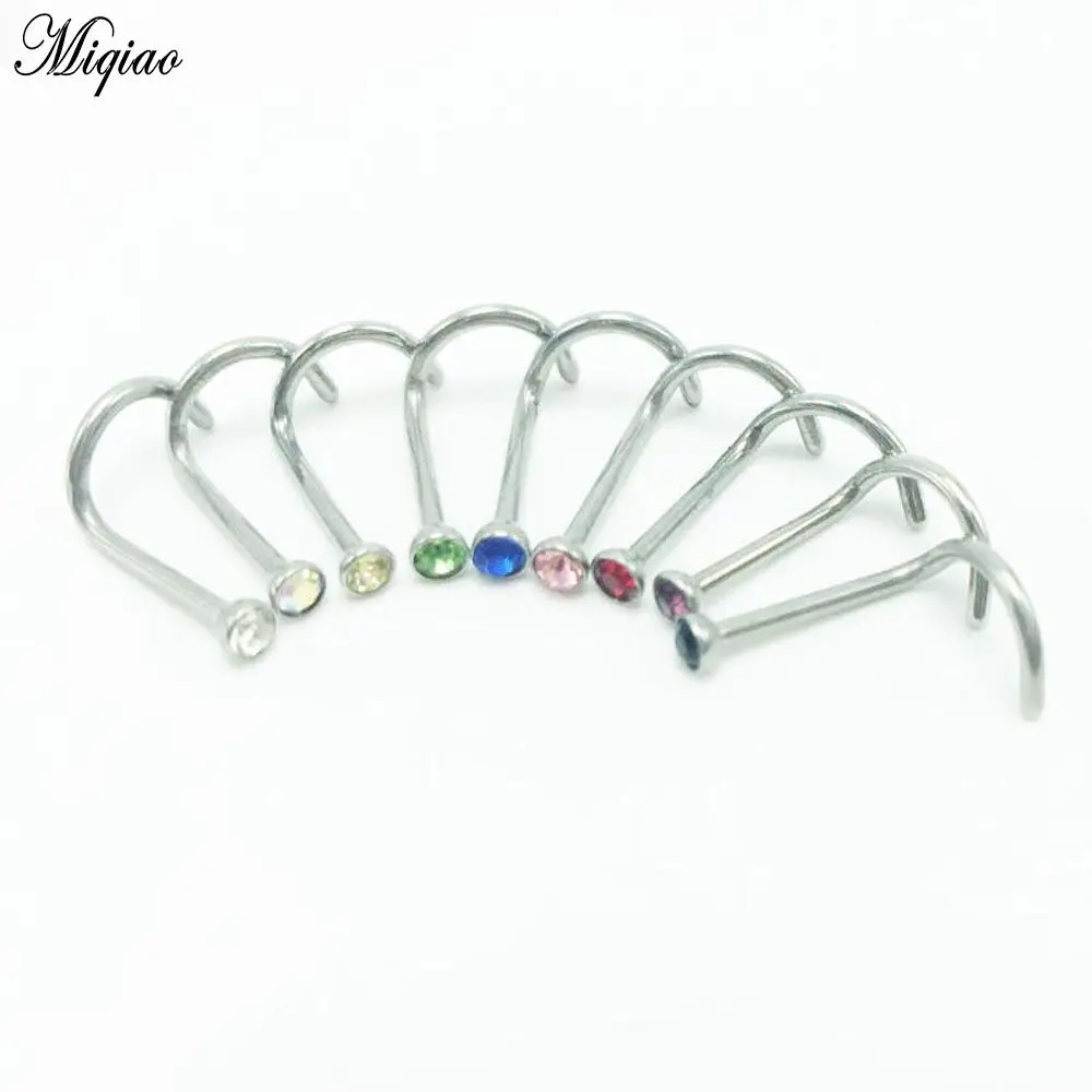 

Miqiao 1 Pcs Human Body Piercing Jewelry 2mm Stainless Steel Mixed Color Hook Fish Hook Nose Nail Nose Ring