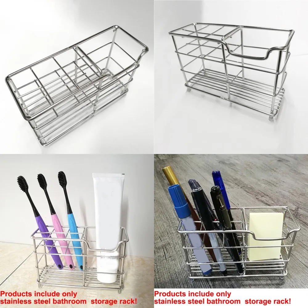 Home Toothbrush Holder Metal Toothpaste Stand Bathroom Organizer Multi-Purpose