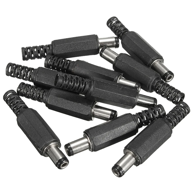 AABB-10pcs 5,5x2,1 мм Мужской припоя Dc бочка, кончик Гнездовой разъем Jack прямые разъемы для DC Питание светодиодный переключатель света фар черный