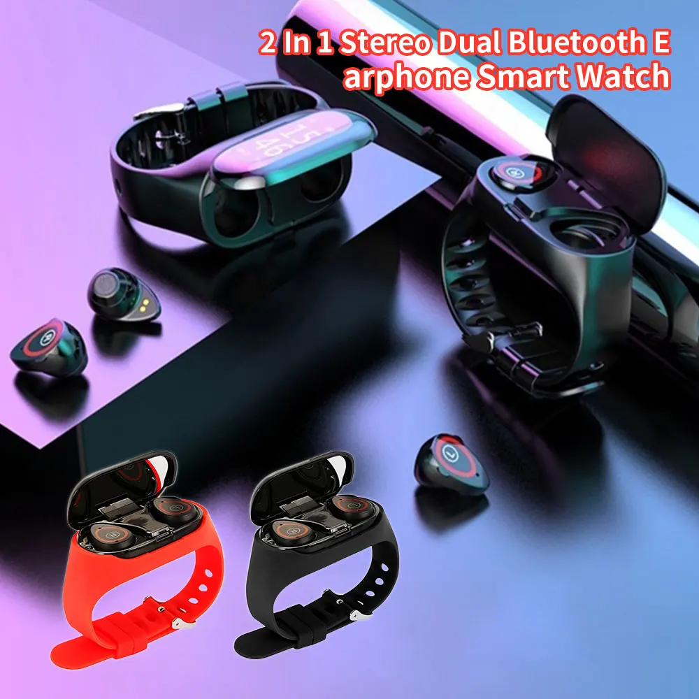 Willkey M1 Smart Watch With Bluetooth Earphone Headphones Heart Rate Monitor Wristband Long Time Standby Sport Smart Bracelet
