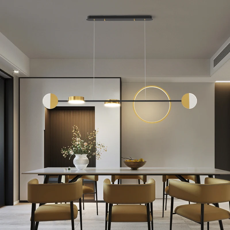 LED люстра современный скандинавский минималистские чёрные длинные подвесной