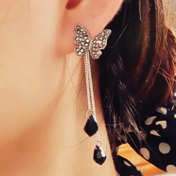 

Butterfly Pendant Earrings Long Tassel Water Drop Dangling Crystal Drop Earrings For Women Jewelry