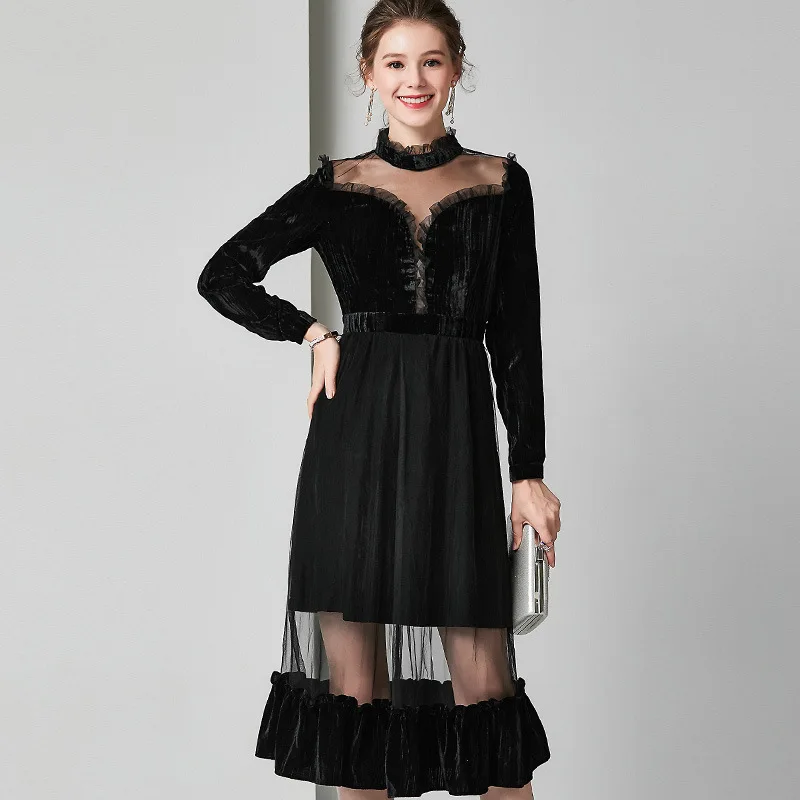 

Lace Party Dress Women Long Vintage Black Sexy Dress Slim Dresses Woman Party Night Spring Summer Clothes Vestidos 923032