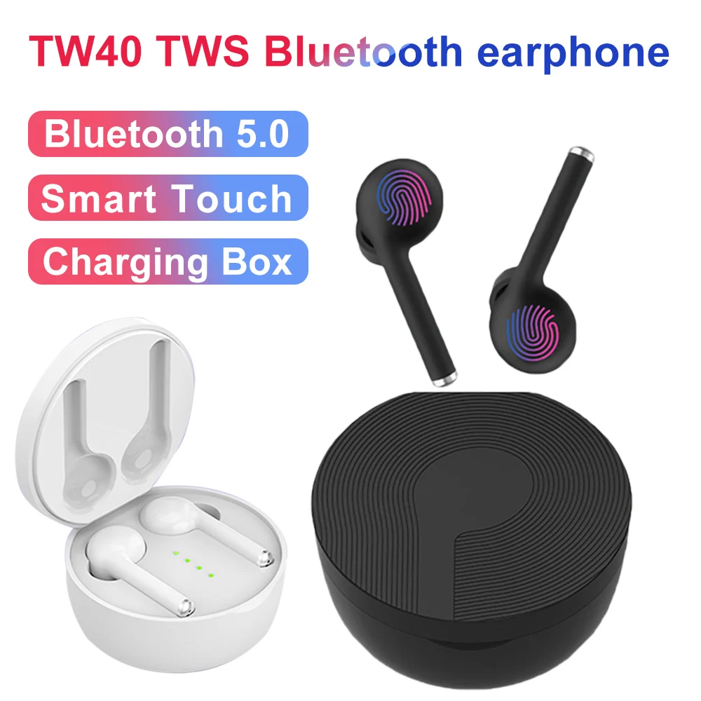 Bluetooth наушники TW40 TWS беспроводной наушник микрофон спортивный водонепроницаемый практичный с мощной батареей бизнес гарнитура