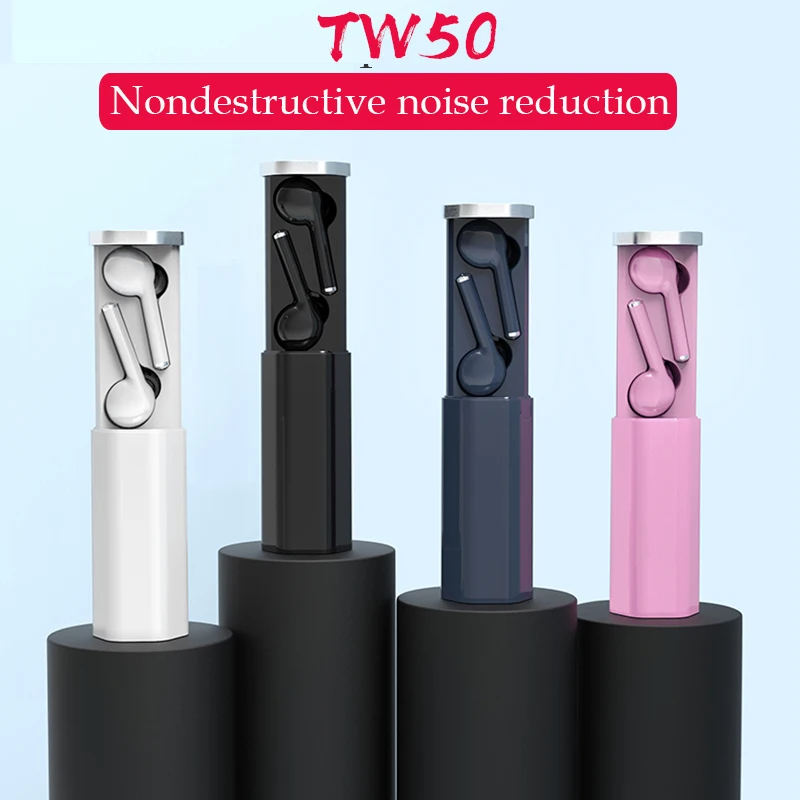 

2020 Headphones TW50 Bluetooth Wireless Earphones True Wireless TWS in-Ear Sport game Earphone Tap Voice control Noise cancel