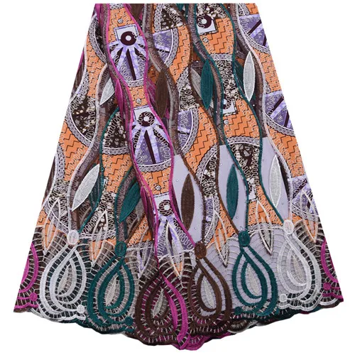 As Picture High Quality African Wax Lace Fabrics Nice French Embroidery Tulle Lace Fabric For Nigerian Party Dress Wax Cord Lace 1779 - Цвет: As Picture
