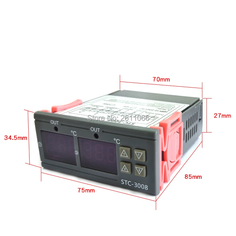 STC-3008 12V 24V 110-220V Двойной цифровой регулятор температуры два реле внешний термостат
