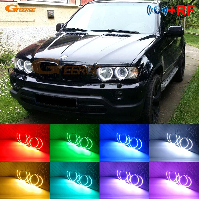 

For BMW X5 E53 2000 2001 2002 2003 2004 2005 2006 RF remote Bluetooth APP Multi-Color Ultra bright RGB LED Angel Eyes Halo Ring