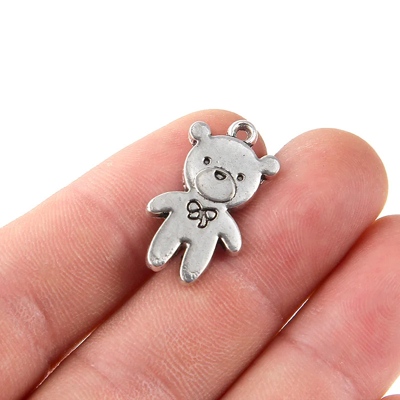 15 Pz/Lotto Orsetti Gommosi Fascino Ciondolo Color Argento Misura Portachiavi Fatti A Mano Accessori Risultati Creazione Di Gioielli Forniture All'Ing