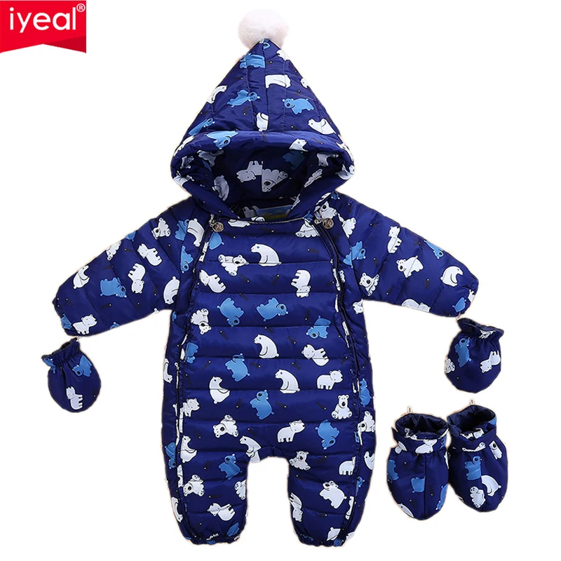 Модное зимнее пальто IYEAL для новорожденных теплая пуховая куртка с капюшоном