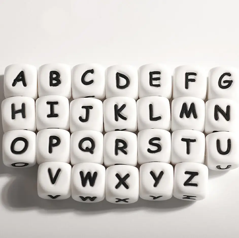 

A-Z Alphabet Letter Silicone Multifunction Bead Baby Teething Beads For DIY Bracelet Making Accessories 3Pcs 5Pcs 10Pcs