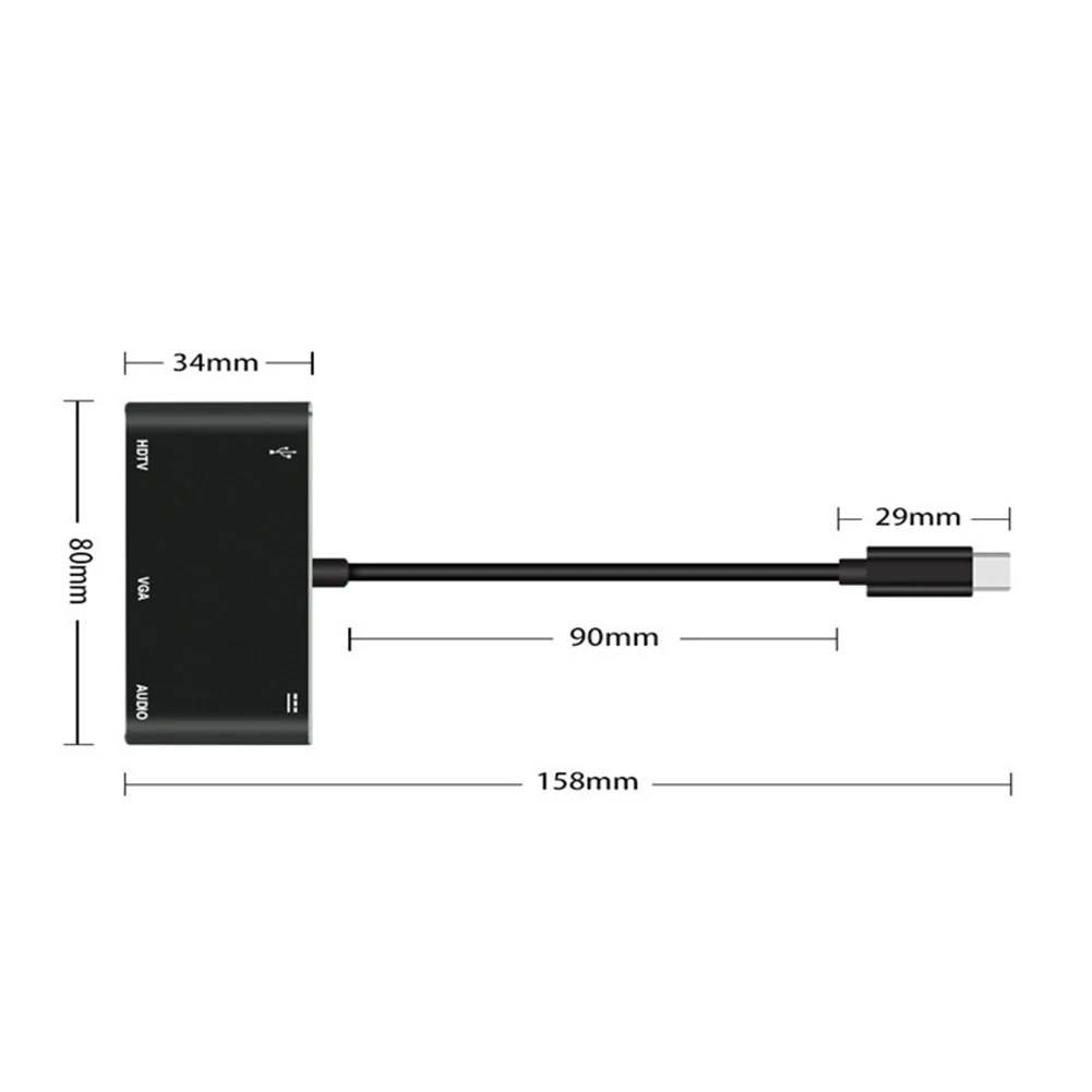 5 в 1 USB 3,1 внешний тип-c до 4K HDMI VGA Аудио Кабель-адаптер для ПК монитор для ноутбука ПК