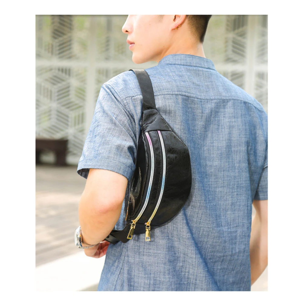 RIAYOOE голографическая поясная сумка для путешествий, сумка на плечо, вечерние сумки на ремне, сумка на бедрах, Геометрическая черная поясная сумка, лазерный нагрудный чехол для телефона