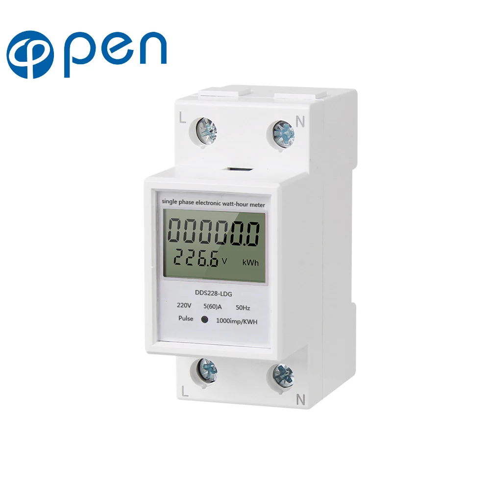 

5(60)A Single Phase DIN Rail LCD Display Digital Electric Meter