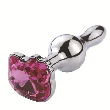New Butt Plug Metal Crystal Jewelry Cat Face Butt Plug Stimulator Sex Toys Dildo Anal Plug Gay Anal Beads For Adult Game 5