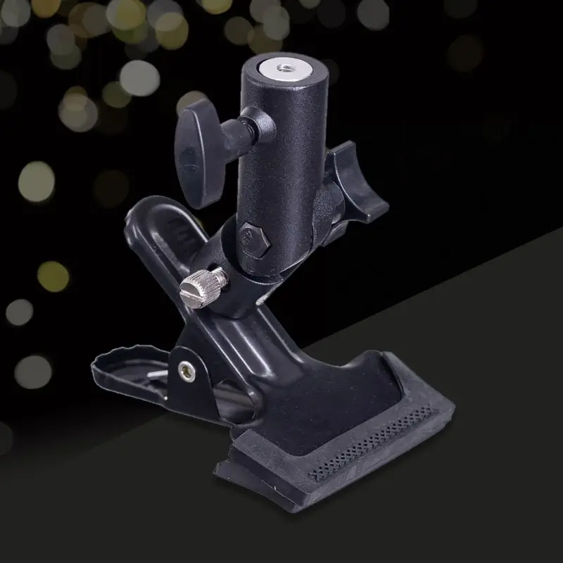 Reflector Clip Clamp E-shape Bracket Holder Light Stands Attachment for Photo Shop Reflector and Background Screw Mount Swivel