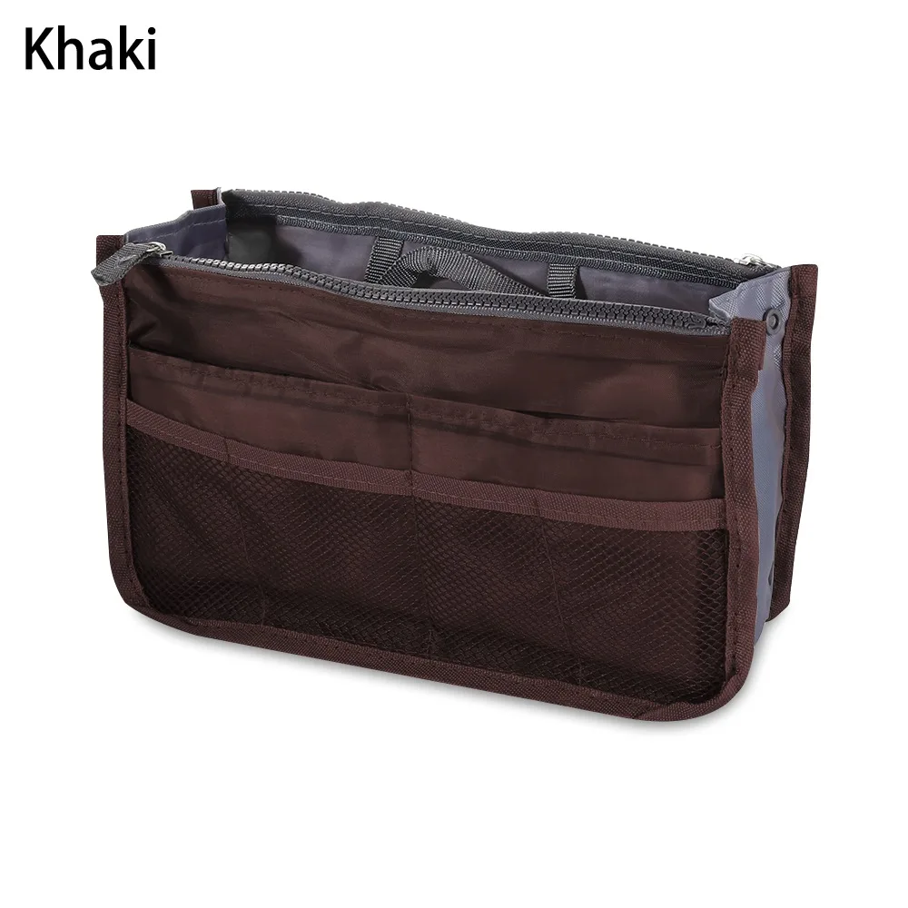 khaki Mul-функциональная косметичка, портативный органайзер для путешествий, косметичка, туалетные принадлежности для ванной комнаты, карманная косметичка для хранения - Цвет: khaki