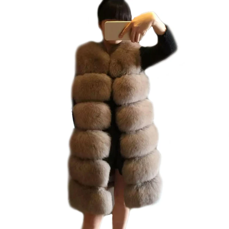 

HJQJLJLS 2021 Winter Women Long Thick Warm Faux Fur Vest Female Artifical Fur Sleeveless Gilet Fluffy Fake Fur Coat Jacket