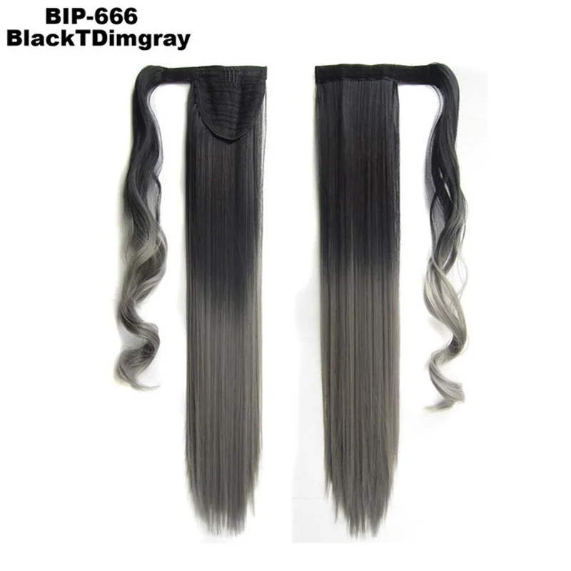 BlackTDimgray Jeedou прямые синтетические волосы конские хвосты 2" 55 см 90 г красный розовый смешанный цвет Омбре обертывание вокруг конского хвоста наращивание волос - Цвет: BlackTDimgray