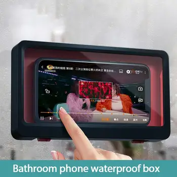 

Phone Holder Bathroom Amusement Gadget Take Shower Watch Drama Wall Mounted Waterproof Storage Box TSLM1