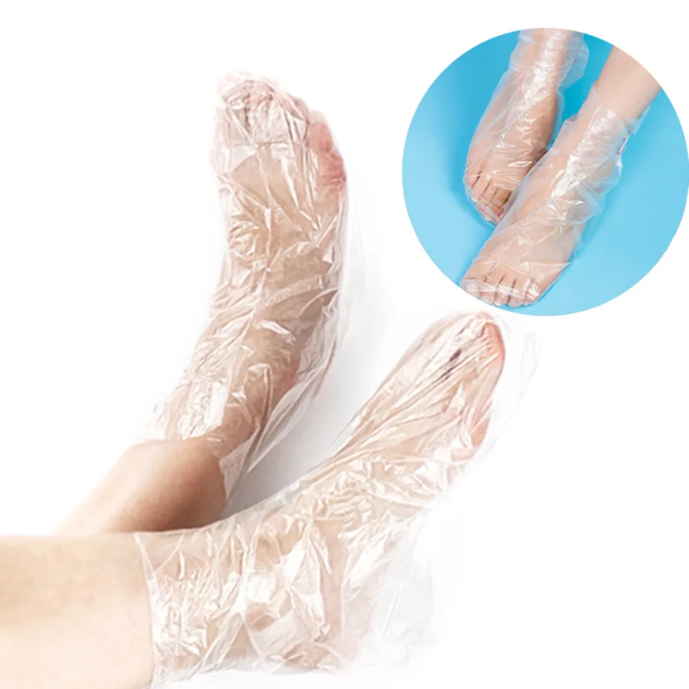 

100Pcs Disposable Plastic Foot Covers Transparent Shoes Cover Paraffin Bath Wax SPA Therapy Bags Liner Booties