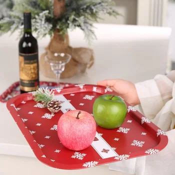 

Tinplate Storage Tray Food Serving Plate Christmas Decorative Fruit Tray
