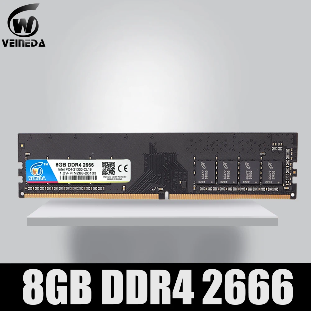 VEINEDA ddr4 4 GB/8 GB/2133/2400 МГц/2666 МГц Тип интерфейса 284pin памяти Напряжение 1,2 V для Intel AMD DeskPC