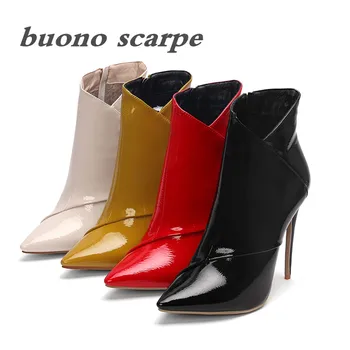 

Sexy pointed toe stiletto super high heel short boots plus size temperament female boots