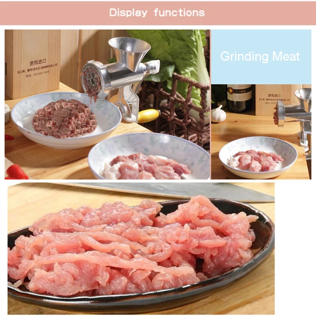  LeTkingok Cortadora de carne manual comercial – Picadora de  carne de acero inoxidable, picadora de carne de manivela a mano, grosor de  2/2.5/3/3.5/5/0.276 in (0.276 in) : Todo lo demás