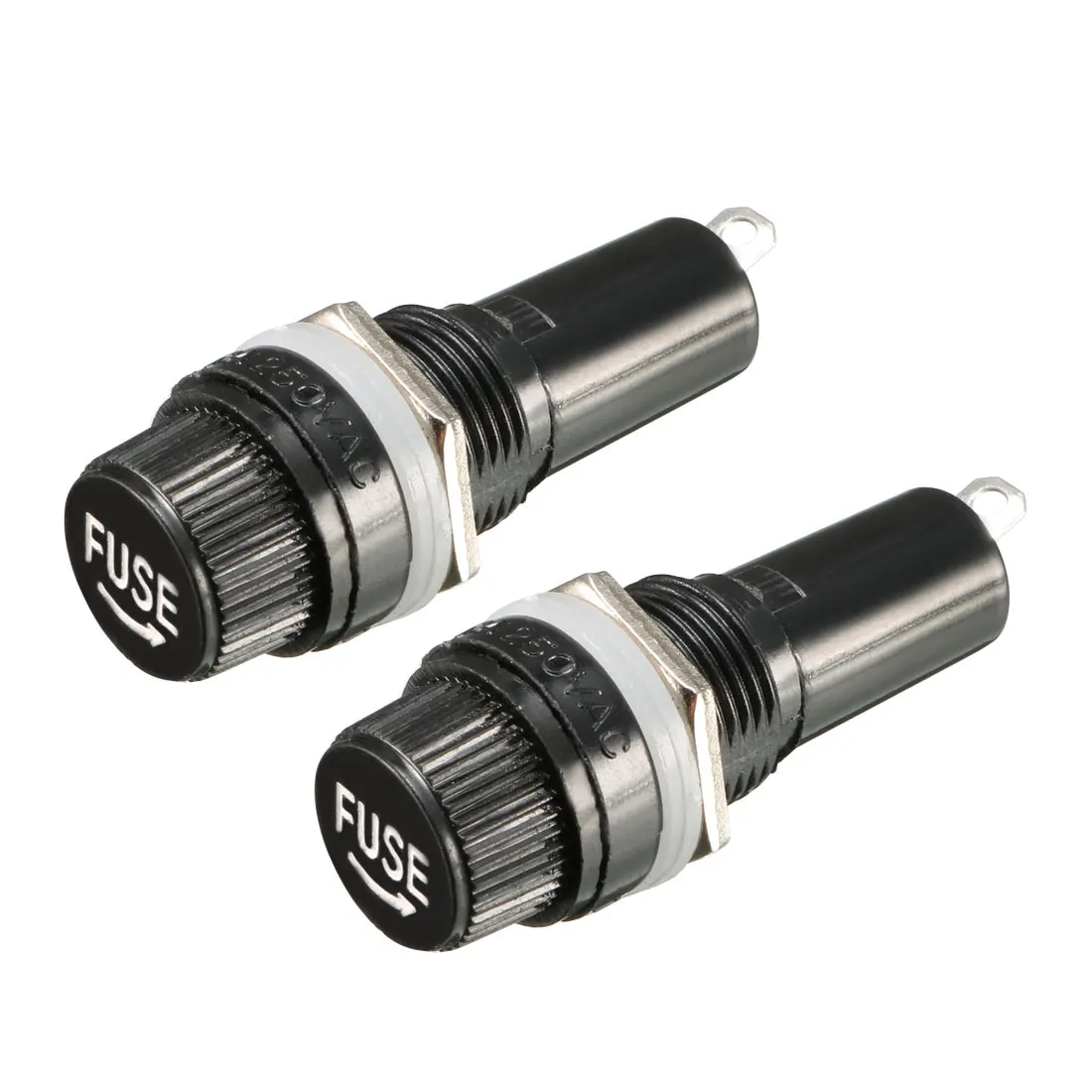 

uxcell 2pcs 10A 250V 6mm x 30mm Size Black Electrical Panel Mounting Screw Cap Fuse Holder