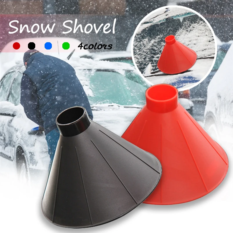 

1Pc 4 Colors Car Windshield Snow Shoveling Brush Fuel Funnel Automobile Glass Snow Remover Cone Ice Scraper Remover Deicing Tool