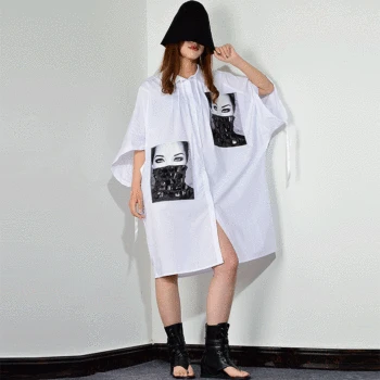 

Sequined Print Pattern Plus Size Dress Women Turn-down Collar Patchwork Single Breasted Women Clothes 2020 Tide