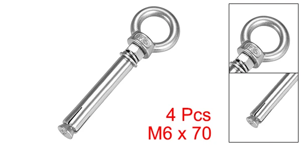 Uxcell 4 шт. M6 M8 M10 Метрическая Расширительная Eyebolt гайка винт w кольцо 304 нержавеющая сталь анкер сырье болты длина 50 мм-120 мм