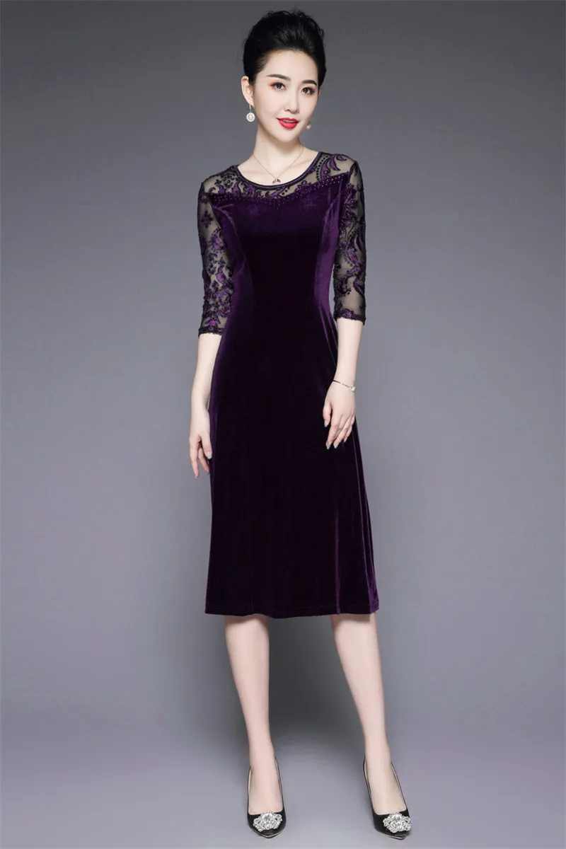Robe mi-longue ceinturée Velours de coton noir