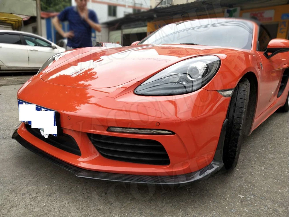 Карбоновый передний спойлер для губ, пригодный для Porsche 718 Cayman Boxster Base S Coupe головной бампер Защита подбородка автомобильный Стайлинг