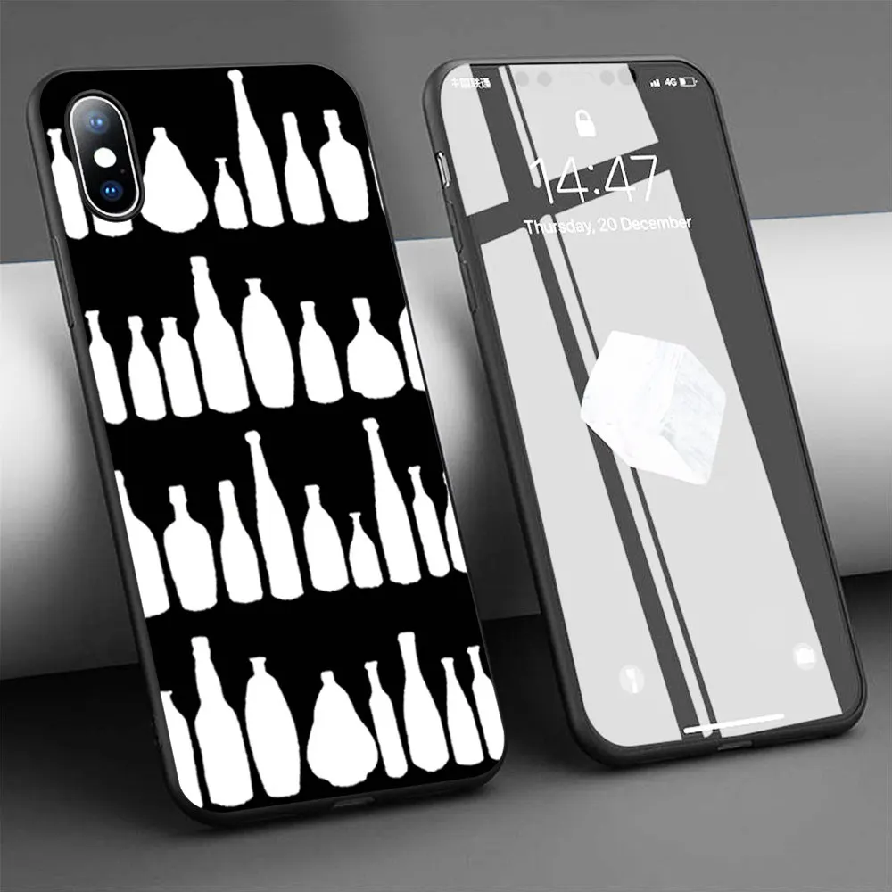 Мягкий силиконовый чехол с рисунком белого на черном для iPhone 11 Pro Max X 5S 6 6S XR XS 7 8 Plus