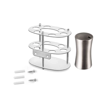 

Small Toothpick Holder Dispenser Storage (Silver) with Toothbrush Holder, Stainless Steel Bathroom Toothbrush Holder