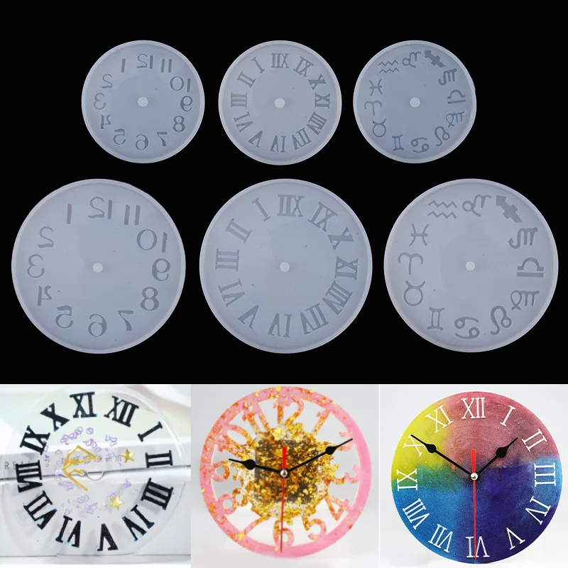 Crystal Epoxy Mirror Surface Roman Arabic Numerals Size Clock Watch Silicone Mold DIY Making Jewelry Decoration Materials diy owl clock silicone molds handmade casting epoxy resin mold jewelry making