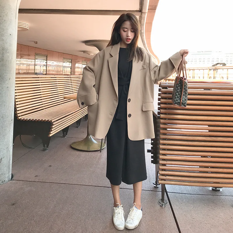 

Photo Shoot 2019 Spring Clothing New Style Korean-style Versatile Two-color Oversize Large Version of the Suit Jacket Women's