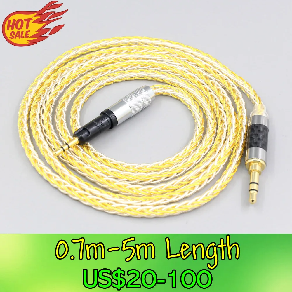 

LN007282 8 Core Silver Gold Plated Braided Earphone Cable For Audio Technica ATH-M50x ATH-M40x ATH-M70x ATH-M60x