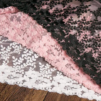 

1Y Pink White Black Lace Fabric Width 32CM DIY Embroidery Accessories Lace Trim For Crafts Sewing Decoration