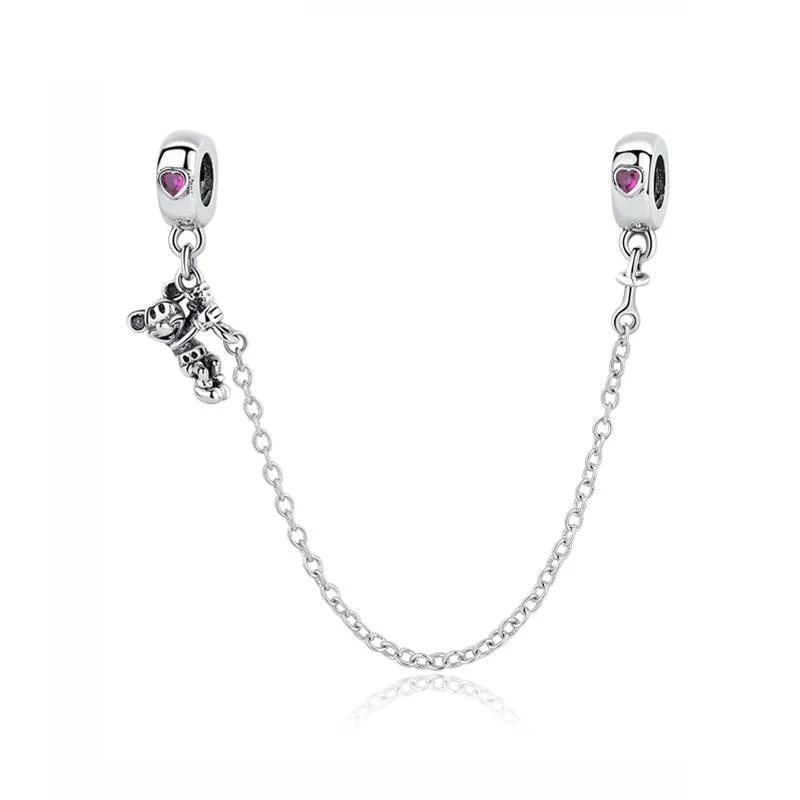 Climbing Mickey Серебряные бусины 925 пробы кристалл Микки Минни безопасная цепь Шарм Подходит Пандора браслет DIY женские ювелирные изделия - Цвет: Climbing Mickey