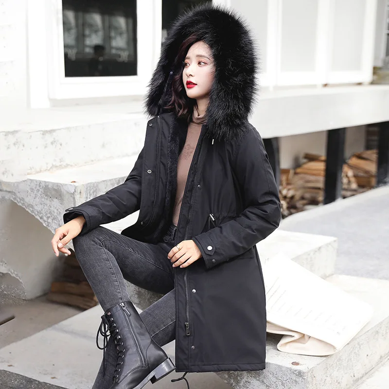 

2019 Autumn And Winter Fashion New Style down Jacket Women's Korean-style Mid-length Loose-Fit BF Waist Hugging Slimming Pike Fu