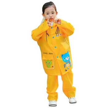 

Thicken Waterproof Children Rain Coat Set Breathable Cartoon Duck Bear Printing PU Raincoat for Kid At Outdoor Rain Gear YY108