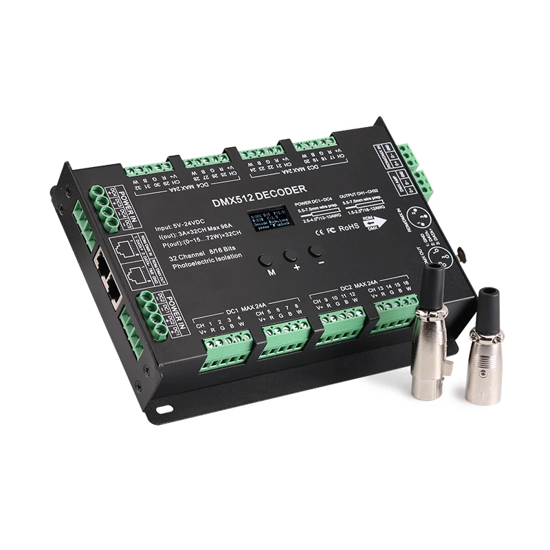 32-канальный декодер RGB 32-канальный DMX512 декодер, зелёный, синий, декодер, DC5~ 24V декодер с RDM функция