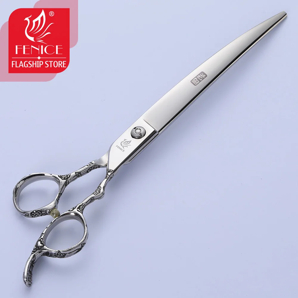 

Fenice 8.0 inch Rose Patrtern Pet Dog Grooming Scissors Cat Dog Hair Trimming Shear Curved Scissor for Pet Dog