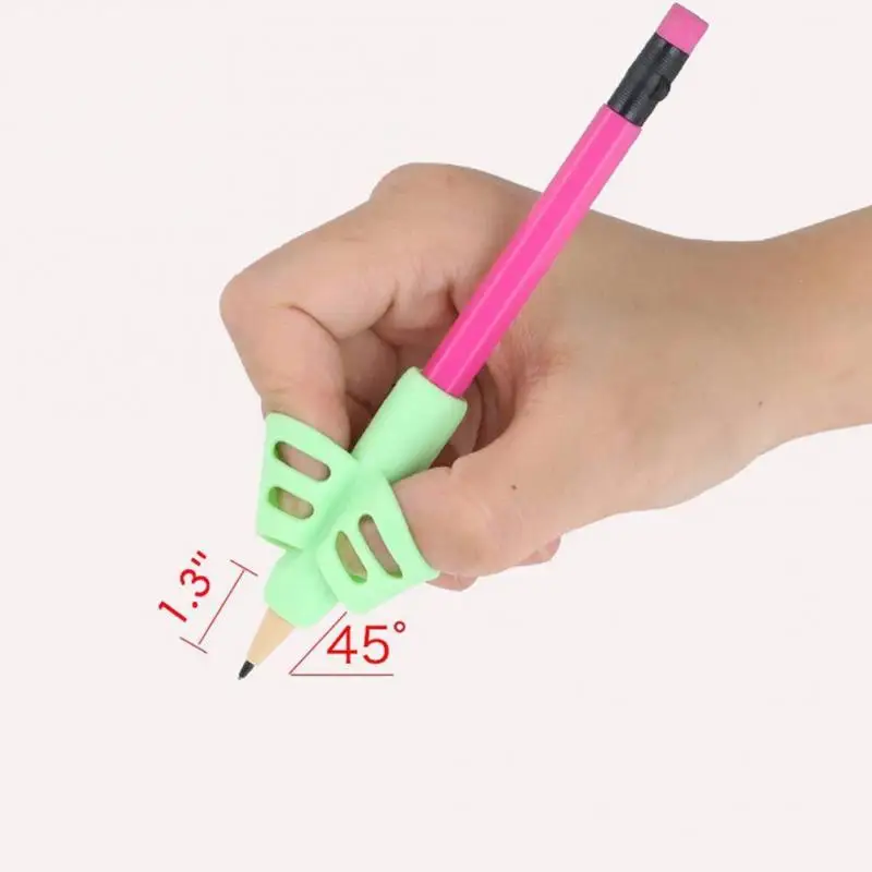 10 pièces deux doigts porte-stylo enfants écriture apprentissage stylo tenant Posture Correction Silicone dispositif de préhension auxiliaire pour les étudiants