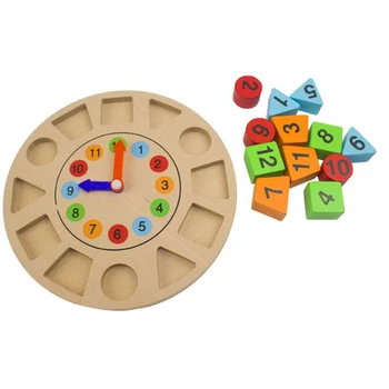 

Wooden Building Blocks Shape Sorter Cognitive and Matching Baby Kids Children Eductional Clock Shape Toys
