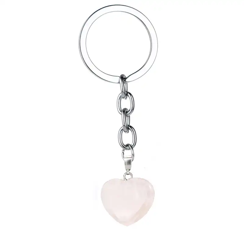 Cute Pink Heart Natural Stone Keychain For Women Crystal Quartz Healing Stone Chakra Heart Key Chain Female Jewelry Party Gift Key Chains Aliexpress